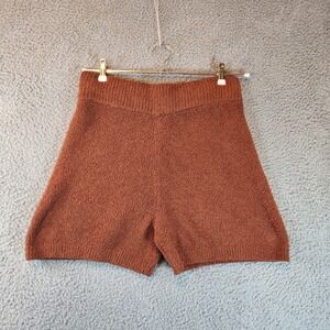 Stars Above Shorts Womens Medium Fuzzy Lounge Comfy Polyester‎ Blend Brown